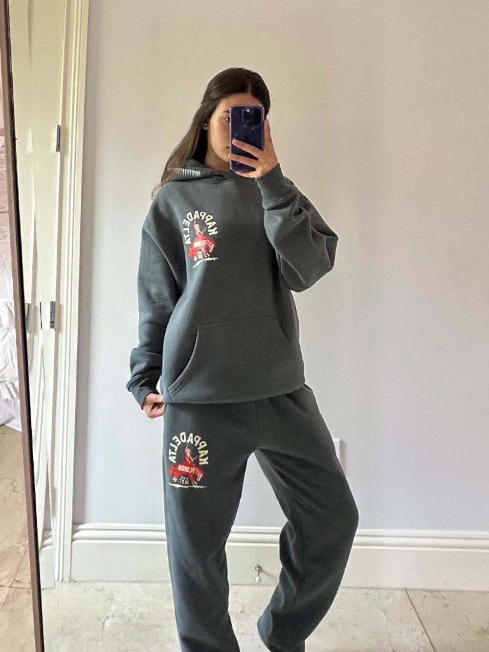 Olive Green Graphic Hoodie & Sweatpants Set